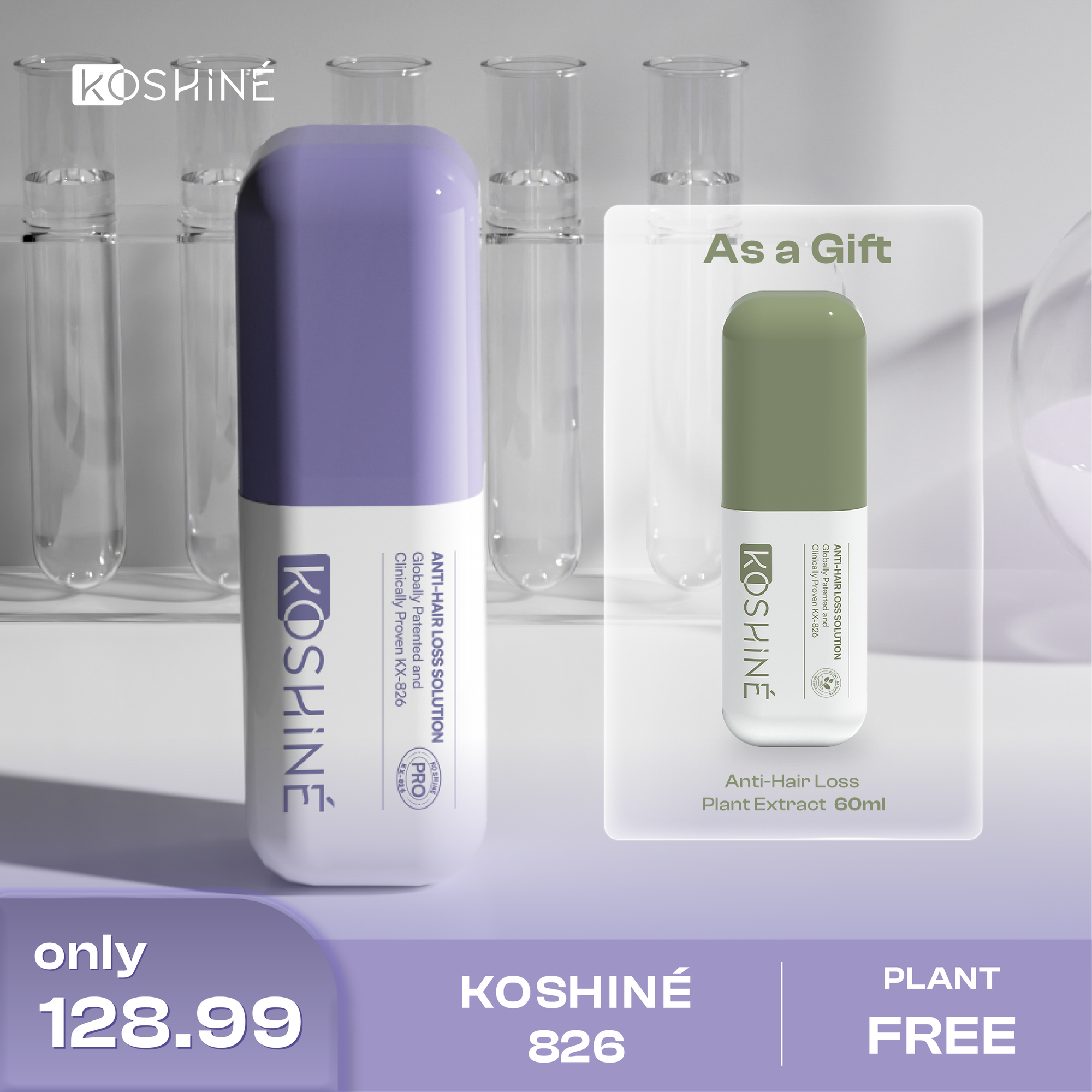 KOSHINÉ 826 DHT Blocker Hair Thickening Growth Products （Purple Bottle）